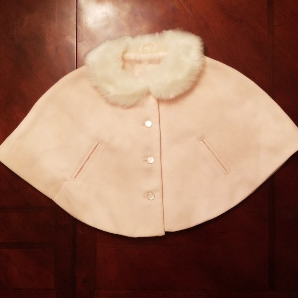 Faux fur collar cape